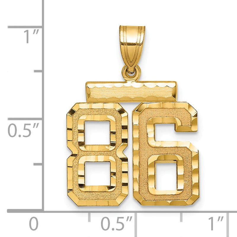 14k Yellow Gold Medium Diamond-cut Number 86 Charm