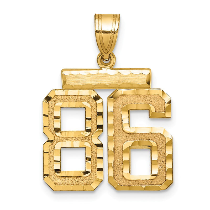 14k Yellow Gold Medium Diamond-cut Number 86 Charm
