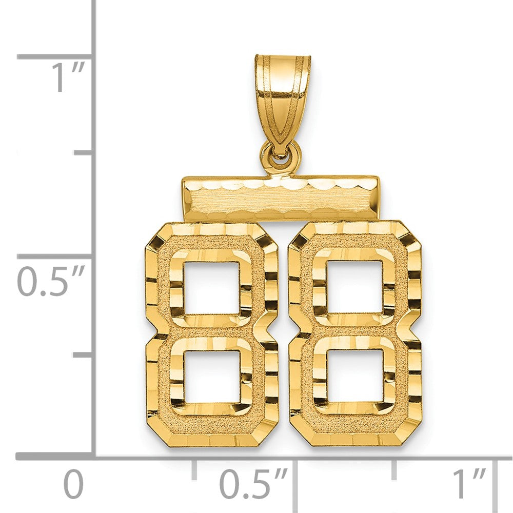 14k Yellow Gold Medium Diamond-cut Number 88 Charm