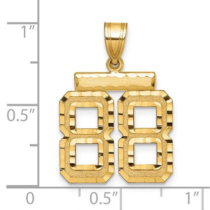 14k Yellow Gold Medium Diamond-cut Number 88 Charm