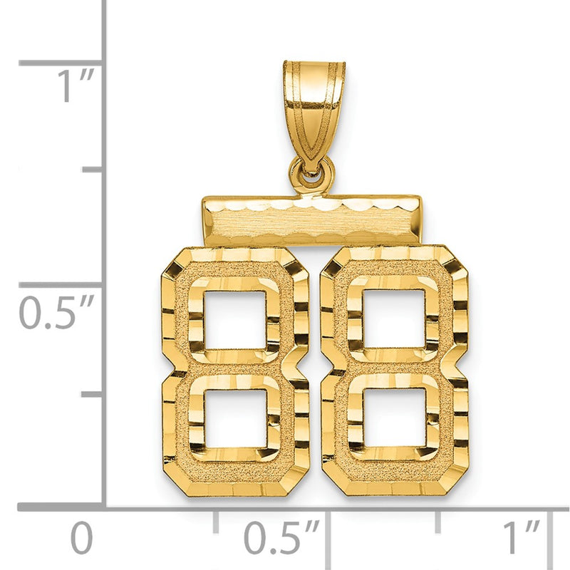 14k Yellow Gold Medium Diamond-cut Number 88 Charm