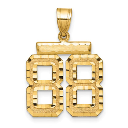 14k Yellow Gold Medium Diamond-cut Number 88 Charm