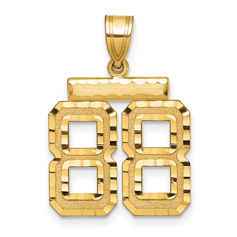 14k Yellow Gold Medium Diamond-cut Number 88 Charm