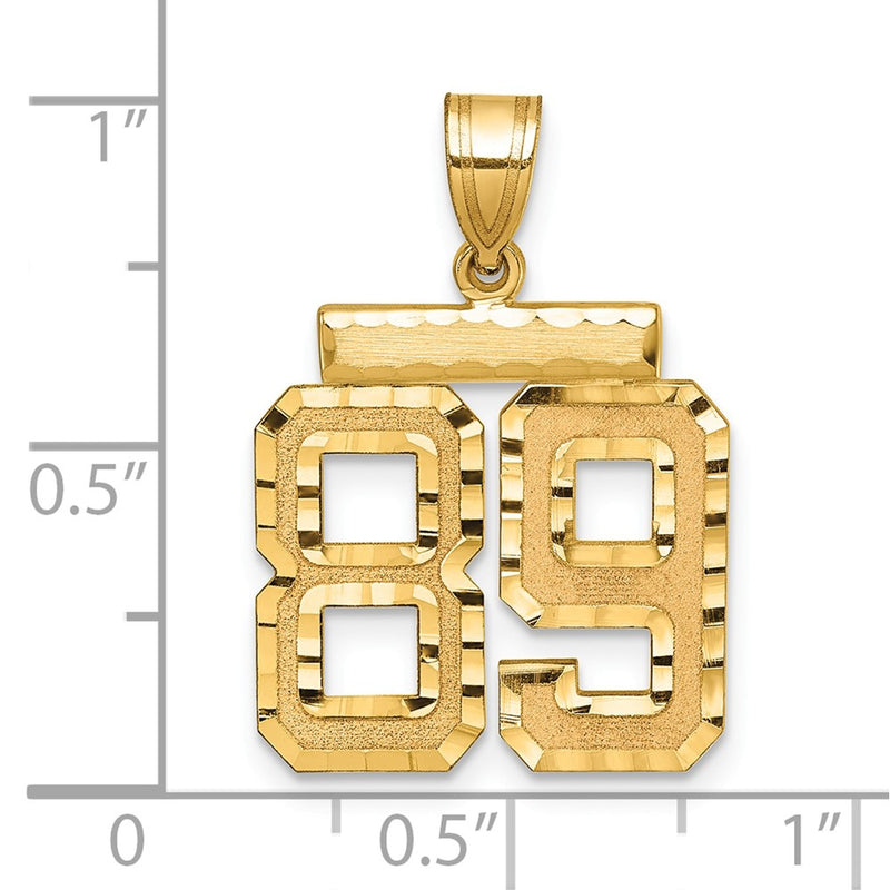 14k Yellow Gold Medium Diamond-cut Number 89 Charm