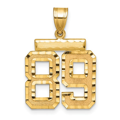 14k Yellow Gold Medium Diamond-cut Number 89 Charm
