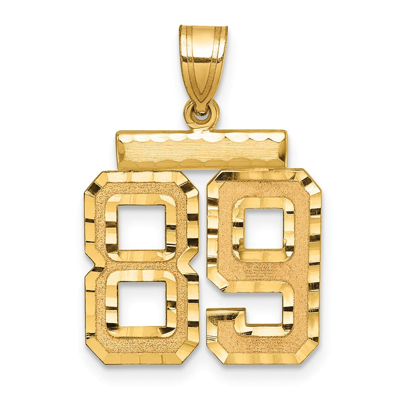 14k Yellow Gold Medium Diamond-cut Number 89 Charm
