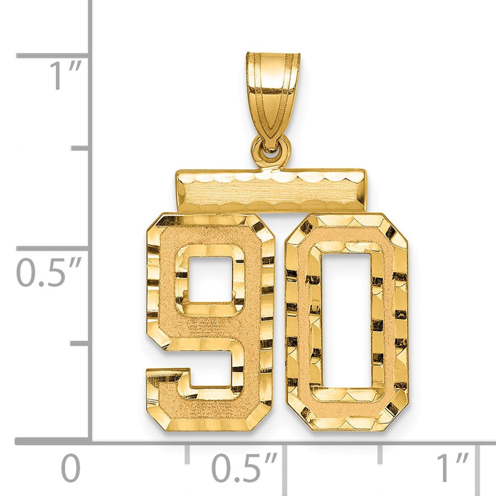 14k Yellow Gold Medium Diamond-cut Number 90 Charm