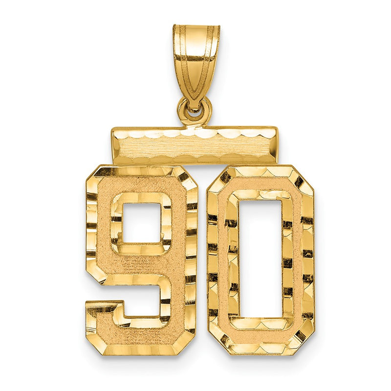 14k Yellow Gold Medium Diamond-cut Number 90 Charm