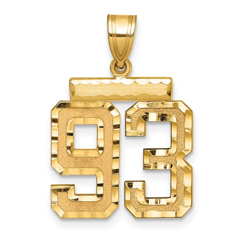 14k Yellow Gold Medium Diamond-cut Number 93 Charm