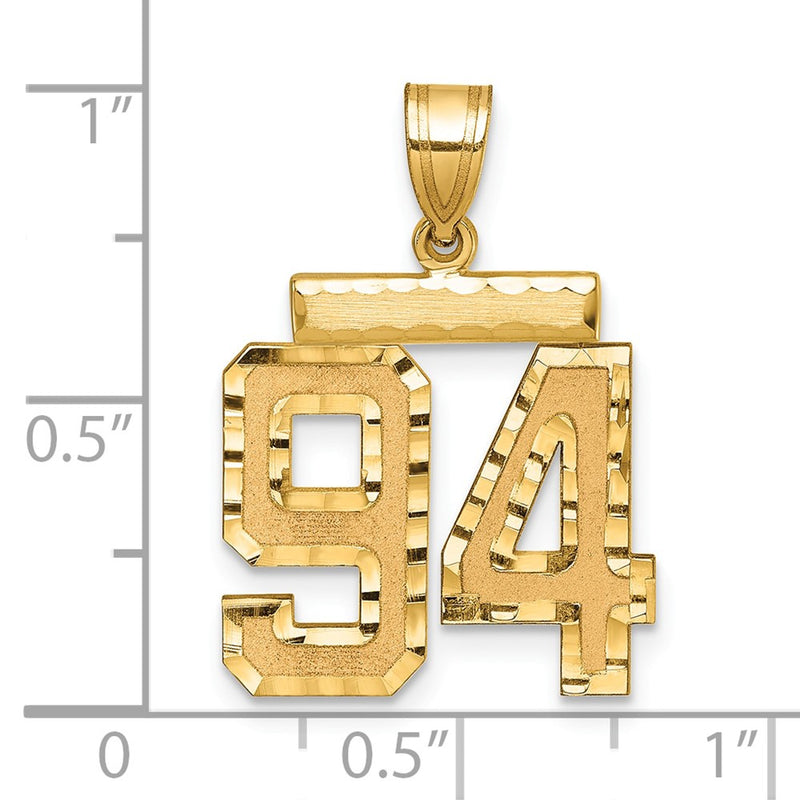 14k Yellow Gold Medium Diamond-cut Number 94 Charm