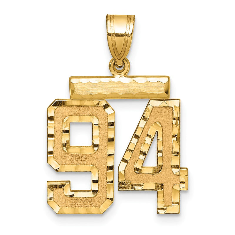 14k Yellow Gold Medium Diamond-cut Number 94 Charm