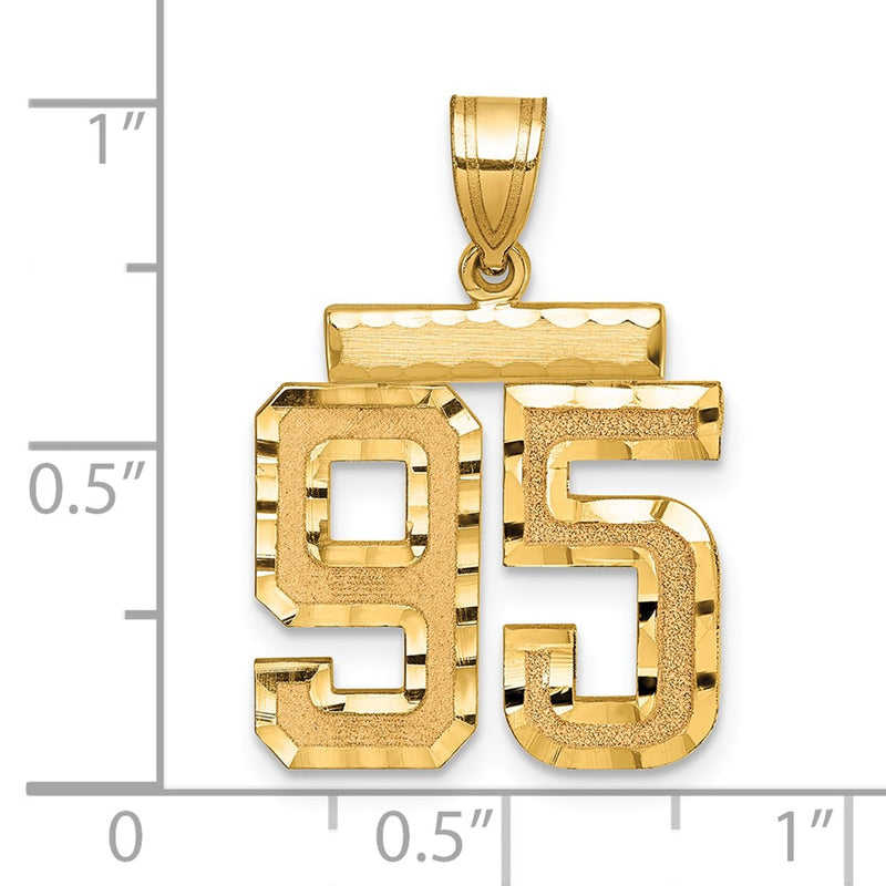 14k Yellow Gold Medium Diamond-cut Number 95 Charm