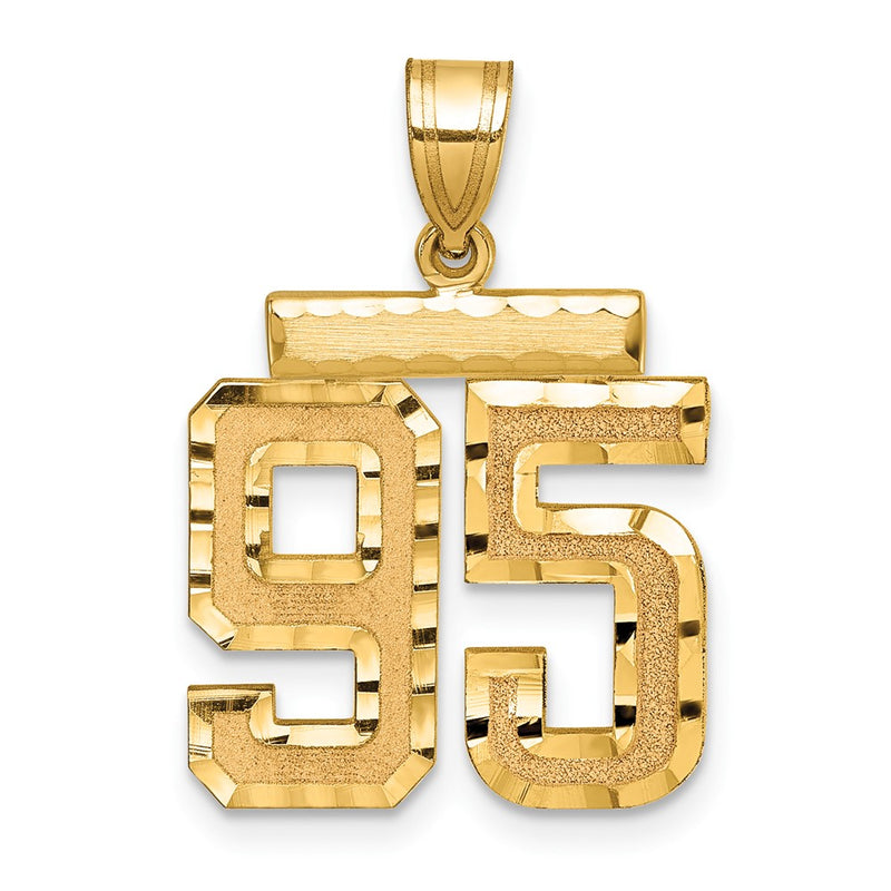 14k Yellow Gold Medium Diamond-cut Number 95 Charm