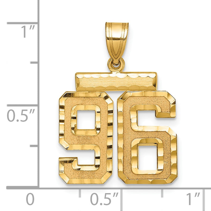 14k Yellow Gold Medium Diamond-cut Number 96 Charm