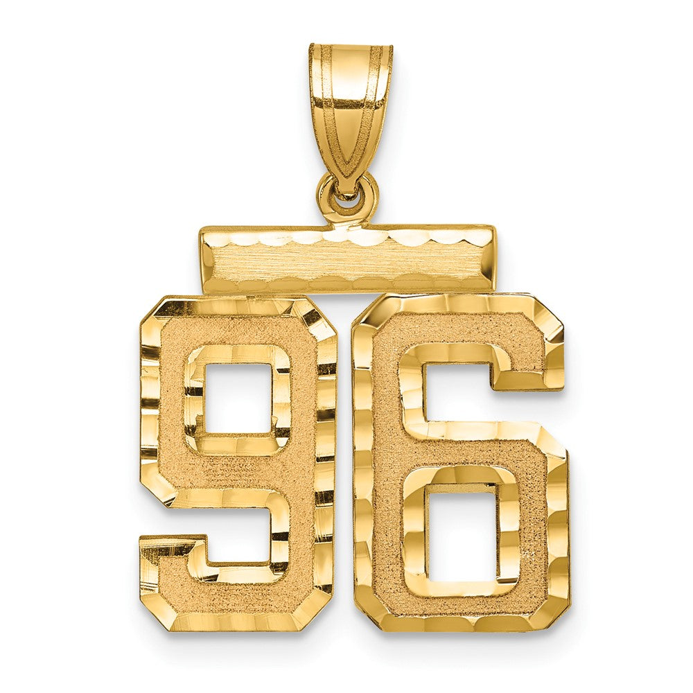 14k Yellow Gold Medium Diamond-cut Number 96 Charm