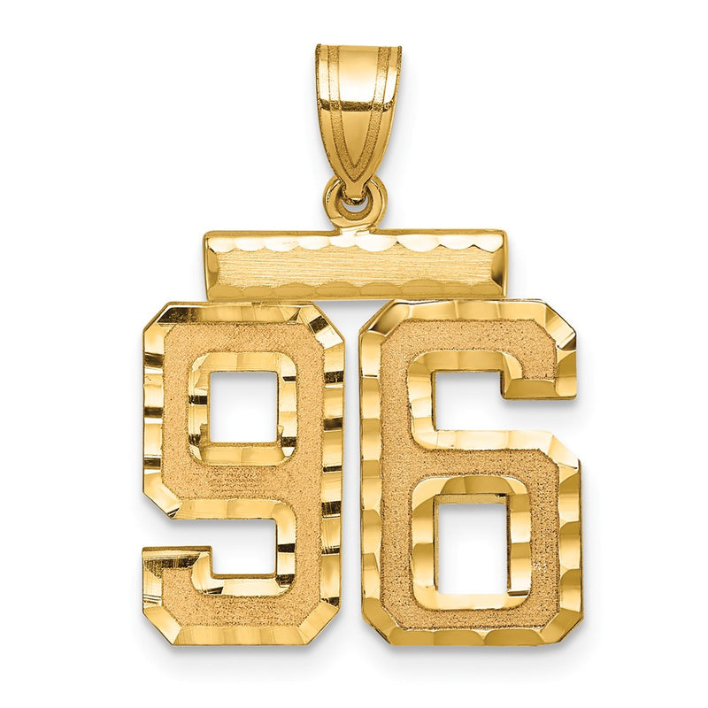 14k Yellow Gold Medium Diamond-cut Number 96 Charm