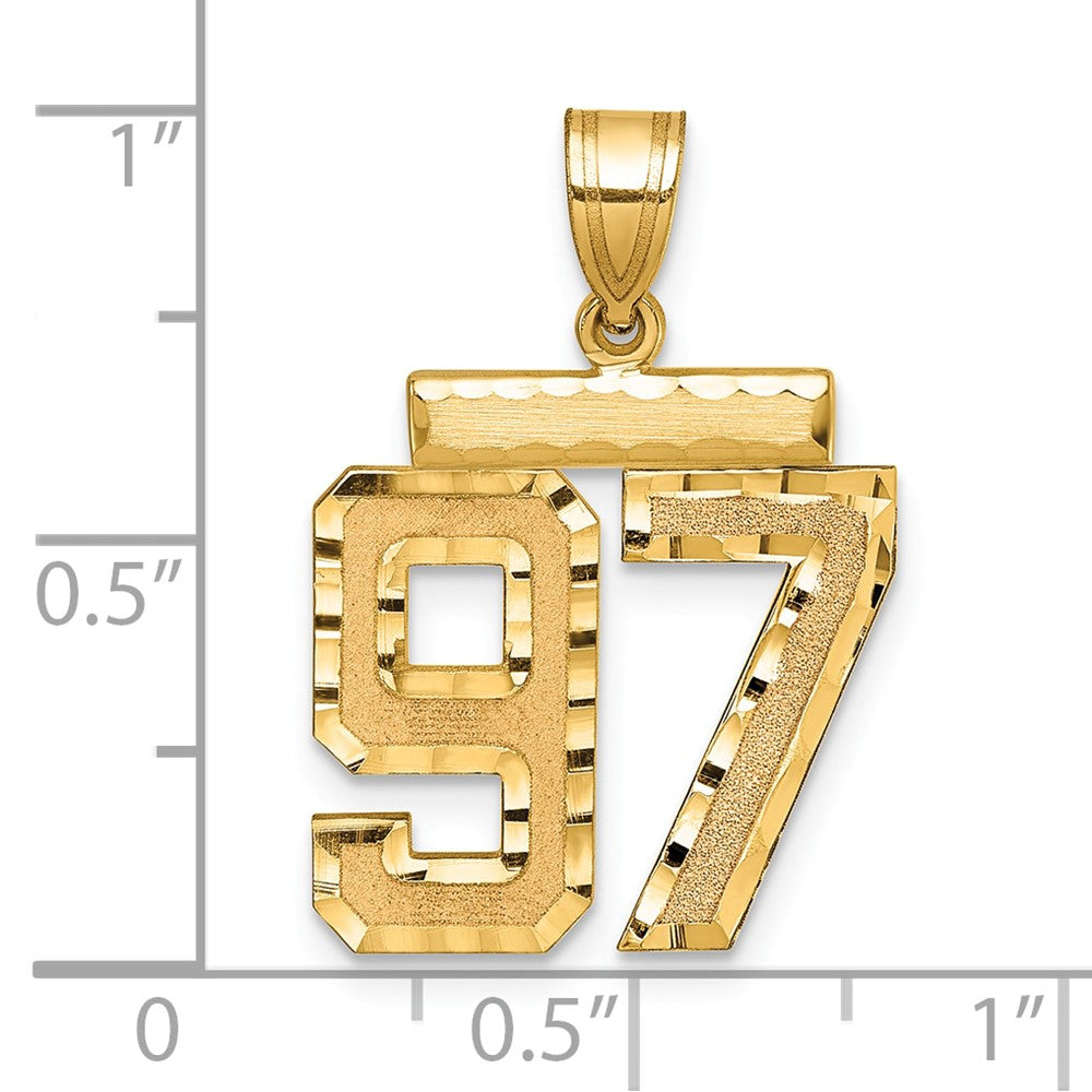 14k Yellow Gold Medium Diamond-cut Number 97 Charm