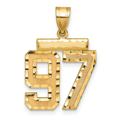14k Yellow Gold Medium Diamond-cut Number 97 Charm