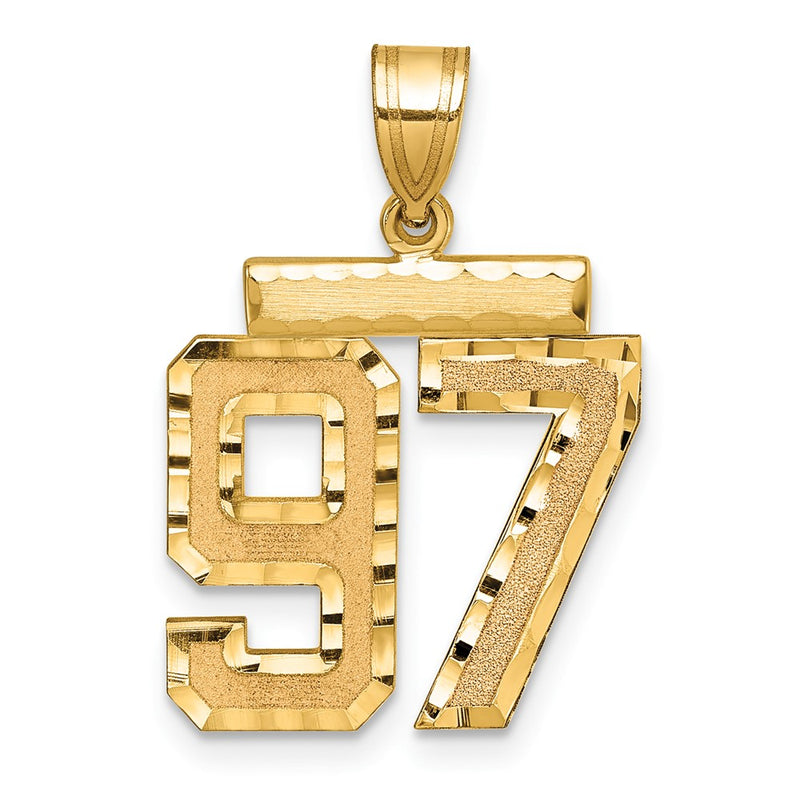 14k Yellow Gold Medium Diamond-cut Number 97 Charm