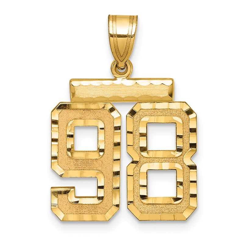 14k Yellow Gold Medium Diamond-cut Number 98 Charm