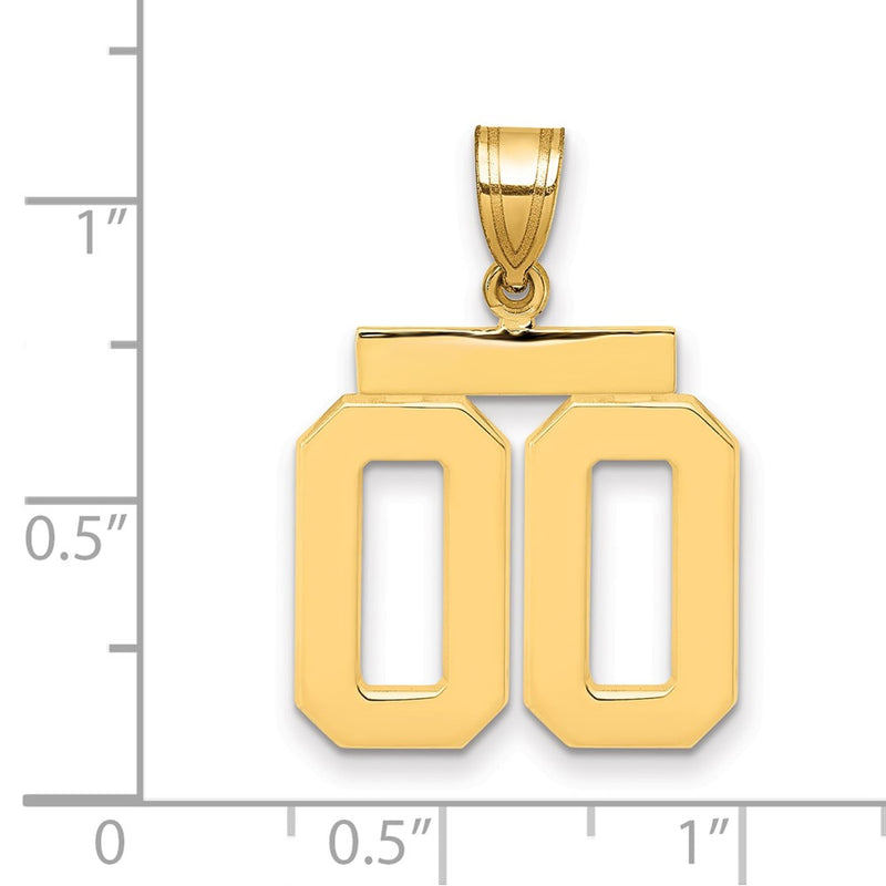 14k Yellow Gold Medium Polished Number 00 on Top Charm