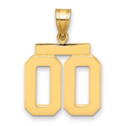 14k Yellow Gold Medium Polished Number 00 on Top Charm