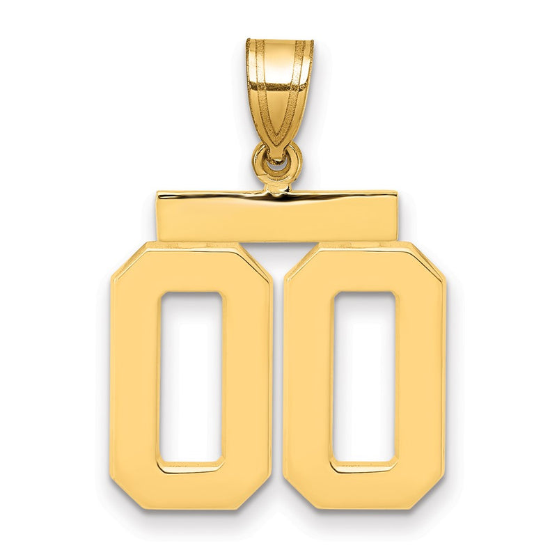 14k Yellow Gold Medium Polished Number 00 on Top Charm