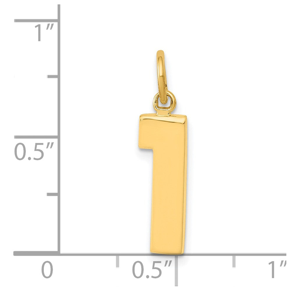 14K Yellow Gold Medium Polished Number 1 Charm