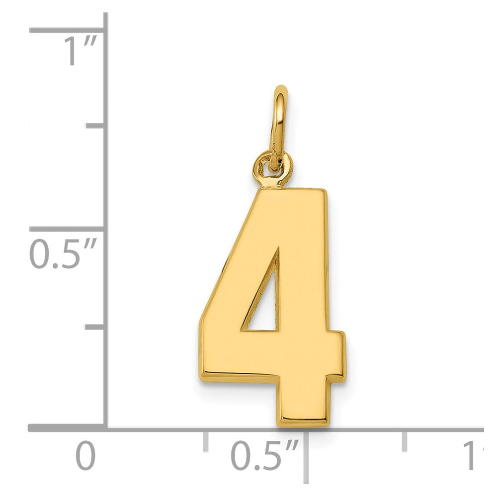 14K Yellow Gold Medium Polished Number 4 Charm