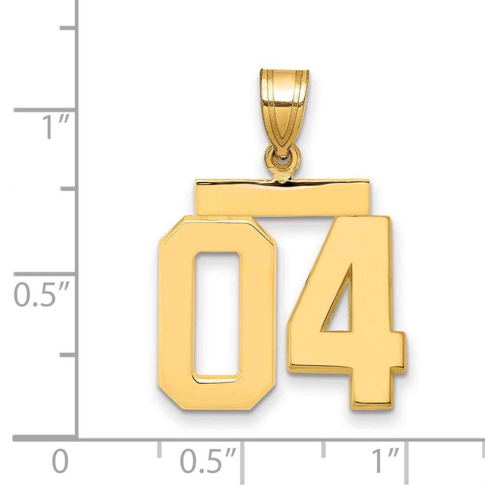 14k Yellow Gold Medium Polished Number 04 on Top Charm