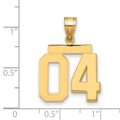 14k Yellow Gold Medium Polished Number 04 on Top Charm