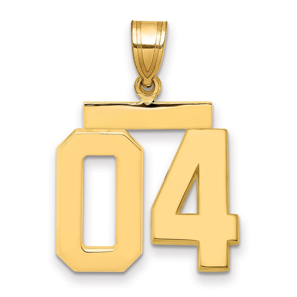 14k Yellow Gold Medium Polished Number 04 on Top Charm