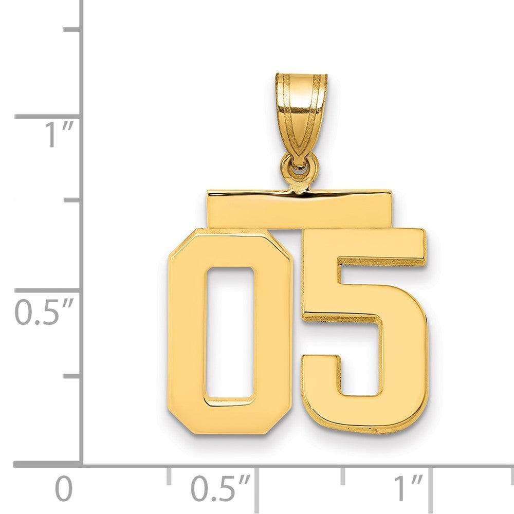 14k Yellow Gold Medium Polished Number 05 on Top Charm