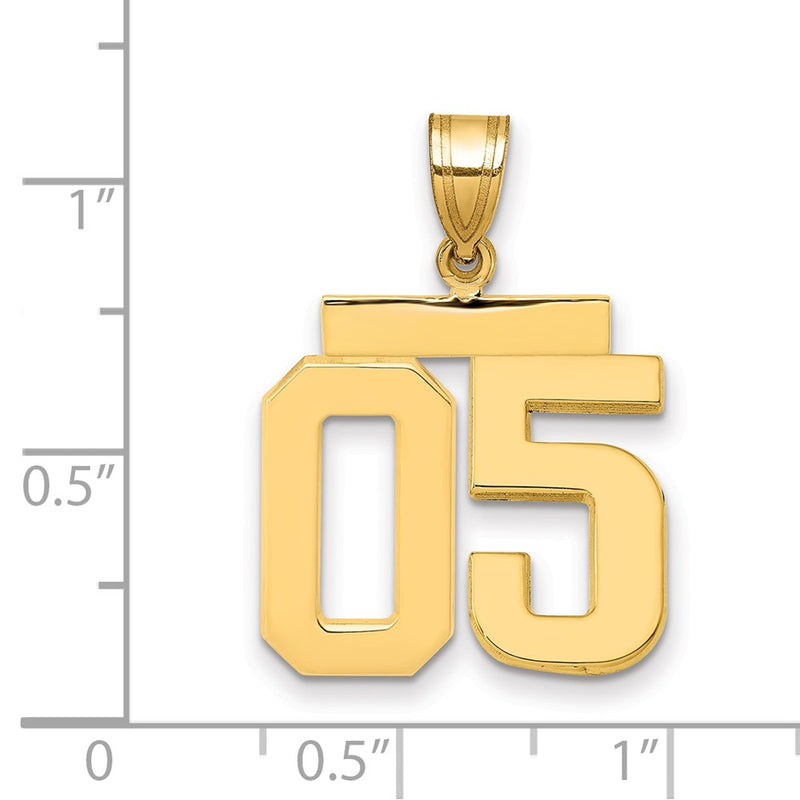 14k Yellow Gold Medium Polished Number 05 on Top Charm