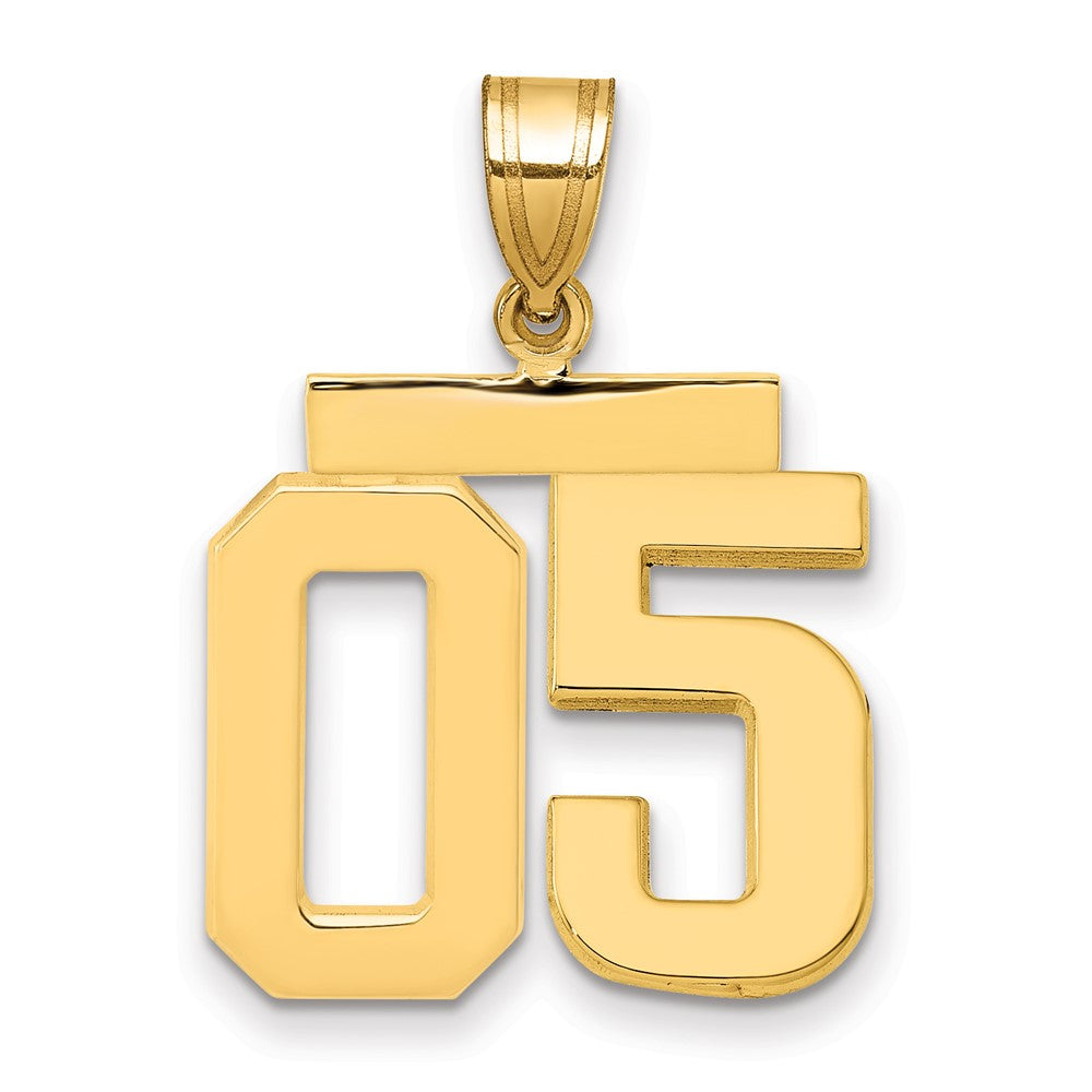 14k Yellow Gold Medium Polished Number 05 on Top Charm