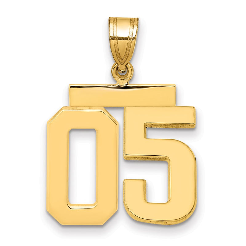14k Yellow Gold Medium Polished Number 05 on Top Charm