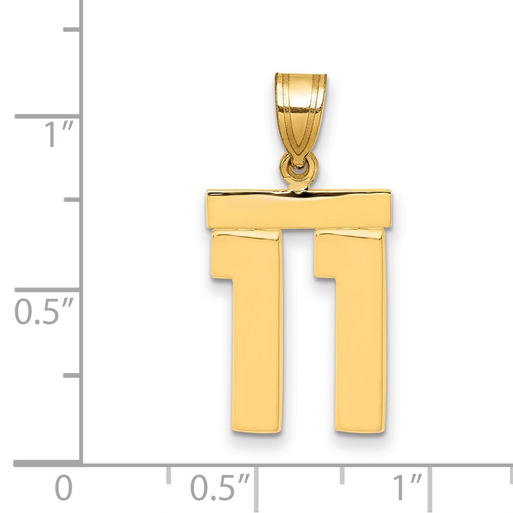 14k Yellow Gold Medium Polished Number 11 Charm