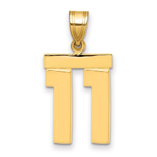 10K Yellow Gold Medium Polished Number 11 Charm