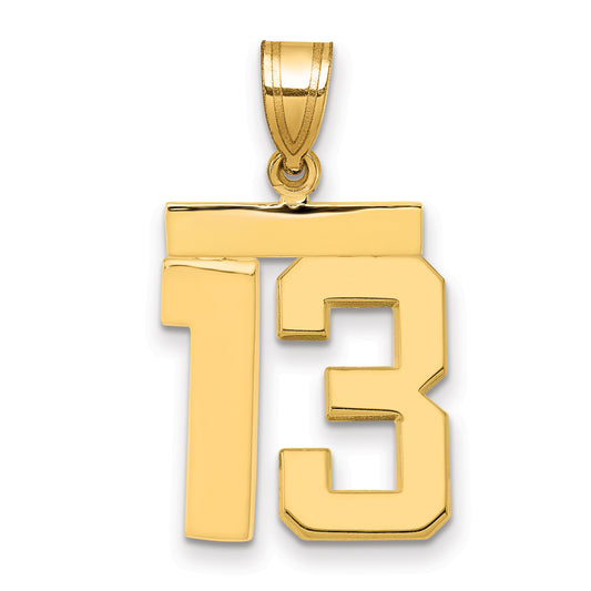 10K Yellow Gold Medium Polished Number 13 Charm