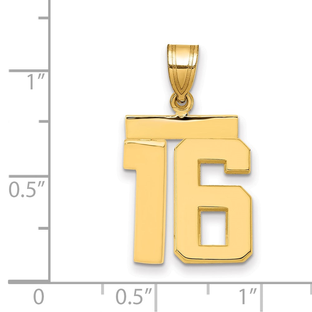 14k Yellow Gold Medium Polished Number 16 Charm