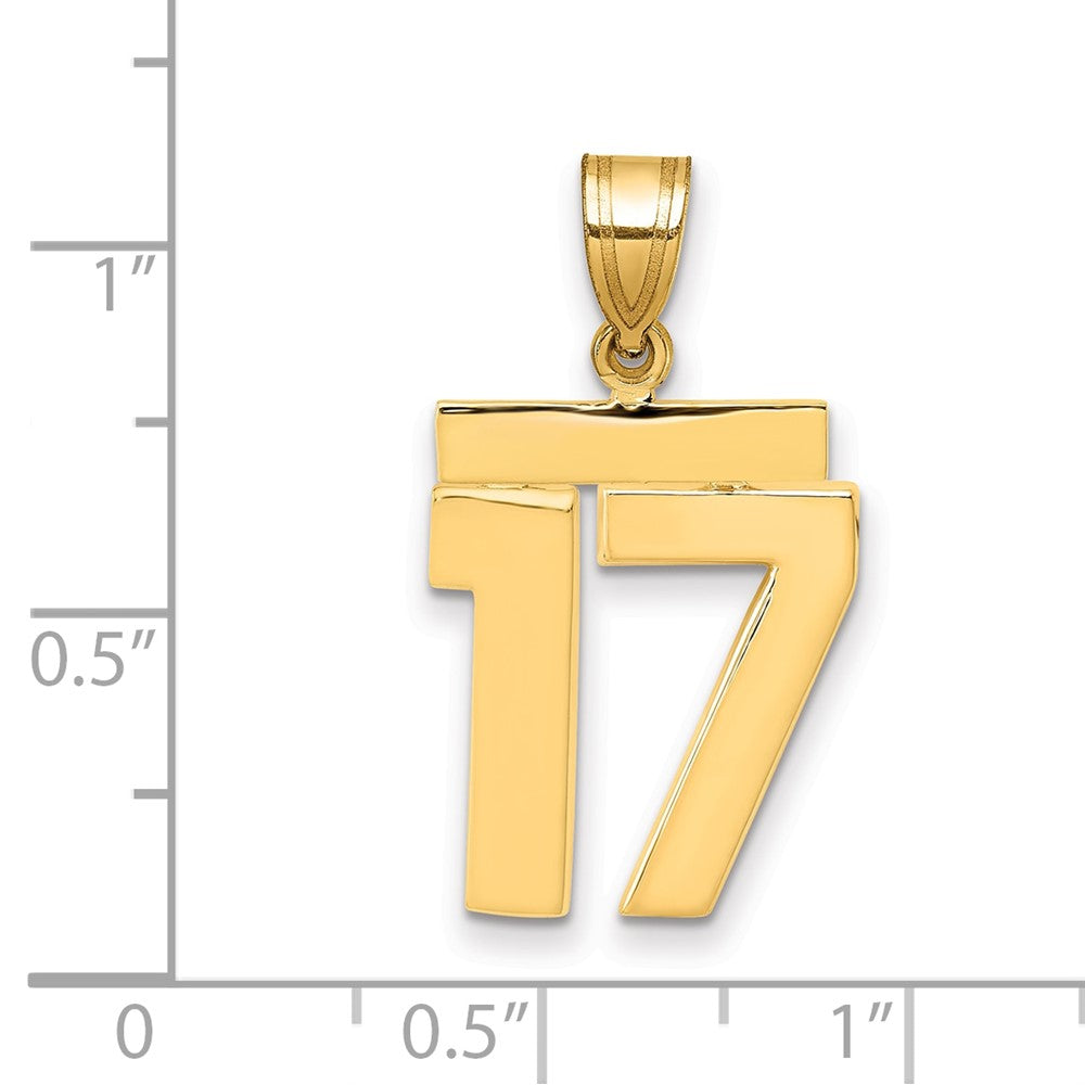 14k Yellow Gold Medium Polished Number 17 Charm