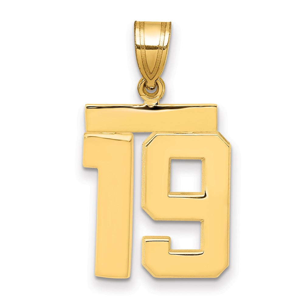 14k Yellow Gold Medium Polished Number 19 Charm