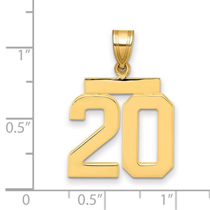 14k Yellow Gold Medium Polished Number 20 Charm