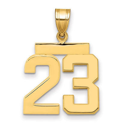 14k Yellow Gold Medium Polished Number 23 Charm