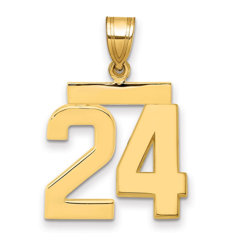10K Yellow Gold Medium Polished Number 24 Charm
