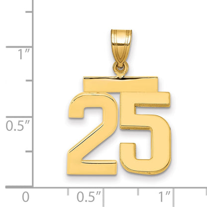14k Yellow Gold Medium Polished Number 25 Charm