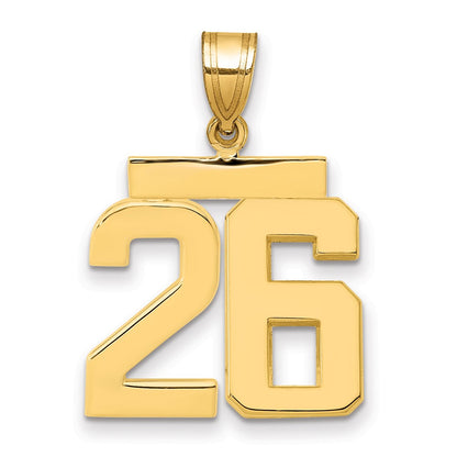 14k Yellow Gold Medium Polished Number 26 Charm