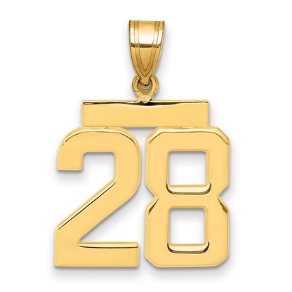 14k Yellow Gold Medium Polished Number 28 Charm