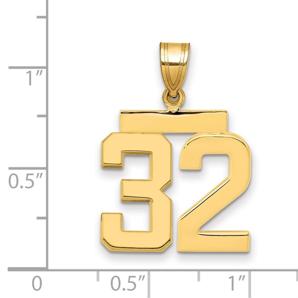 14k Yellow Gold Medium Polished Number 32 Charm