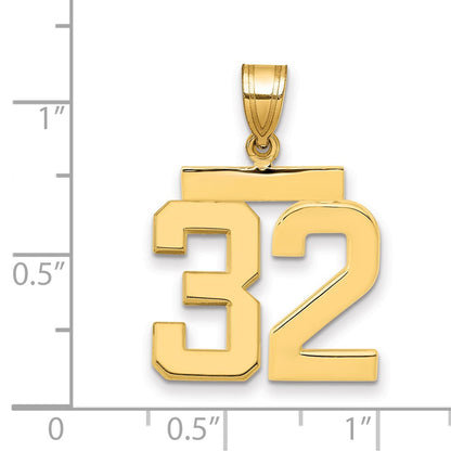 14k Yellow Gold Medium Polished Number 32 Charm